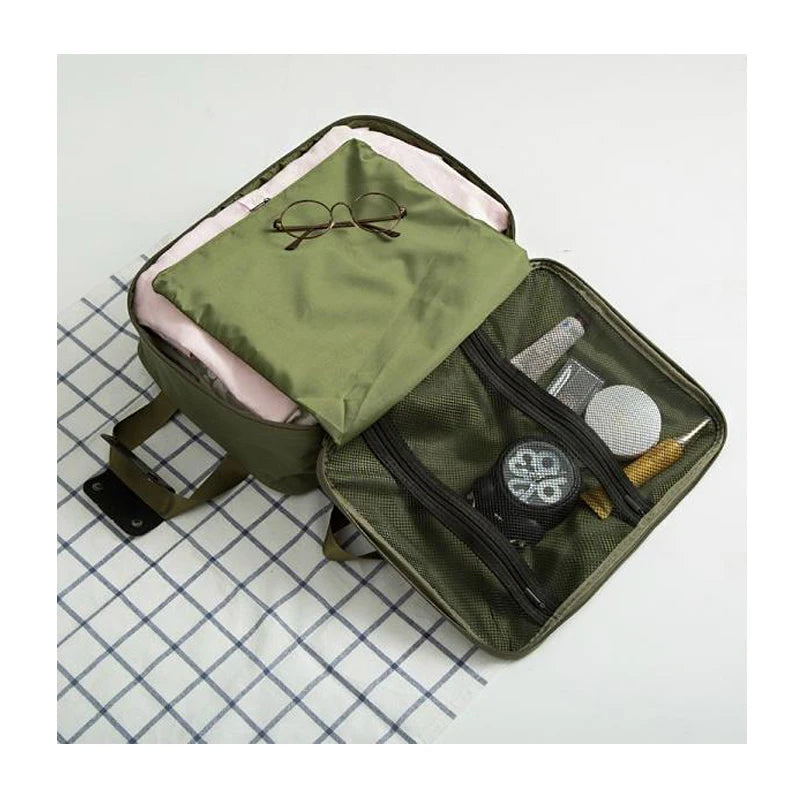 Casual Solid Canvas Handbag Cross Body Clothing Storage Pouch High Capacity