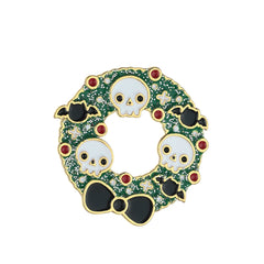 Skeleton Bat Enamel Bag Lapel Pins Brooch Skull Wreath Jewelry