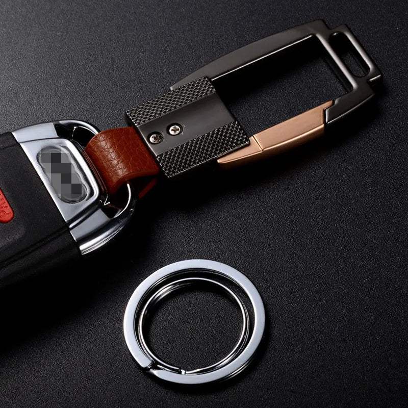 Alloy Leather Men Keychain Bag Pendant Car Keyring