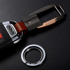 Alloy Leather Men Keychain Bag Pendant Car Keyring