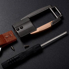 Alloy Leather Men Keychain Bag Pendant Car Keyring
