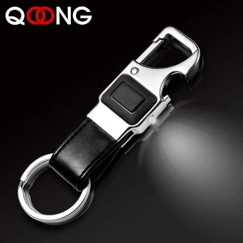 Men Leather Key Chain Car Key Ring LED Bottle Opener Multifunctional Tool Y16