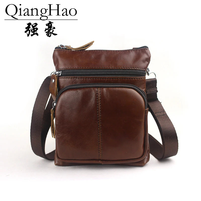 QiangHao Leather Messenger Bag for Rugged Portfolio