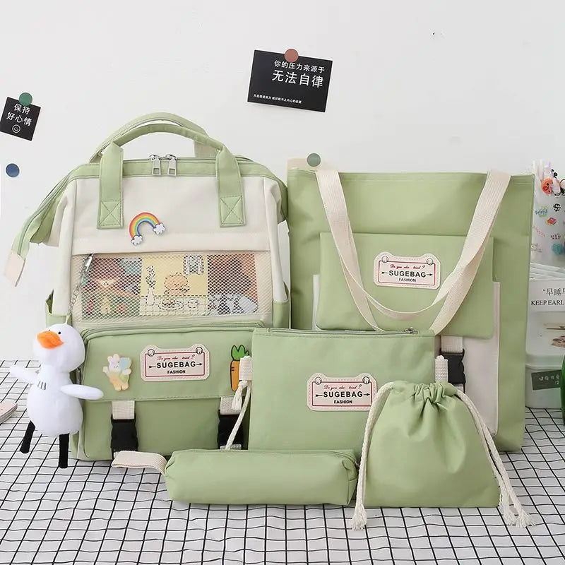 Canvas School Backpacks Women Cute Bookbags Travel Shoulder Bags