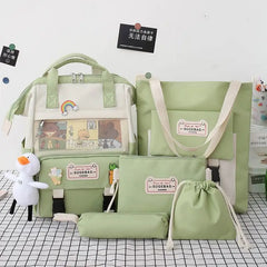 Canvas School Backpacks Women Cute Bookbags Travel Shoulder Bags