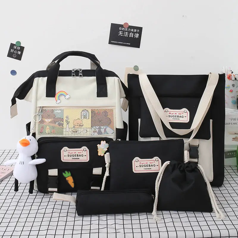 Canvas School Backpacks Women Cute Bookbags Travel Shoulder Bags