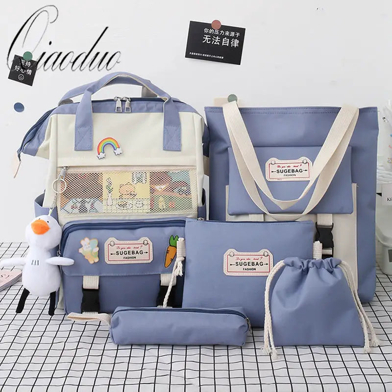 Canvas School Backpacks Women Cute Bookbags Travel Shoulder Bags