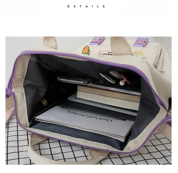 Canvas School Backpacks Women Cute Bookbags Travel Shoulder Bags