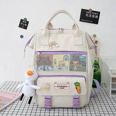 Canvas School Backpacks Women Cute Bookbags Travel Shoulder Bags