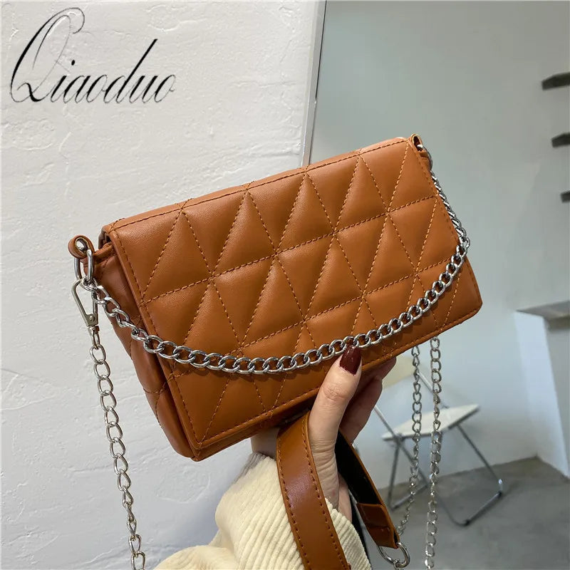 Qiaoduo Plaid Crossbody Bag Chain Strap Shoulder Bag Handbags Purses