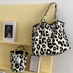 Qiaoduo Pink Leopard Shoulder Bag Women's Large Capacity Casual Totes Bag Ladies