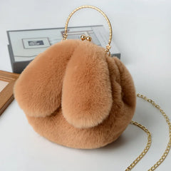 Qiaoduo Women Plush Mini Shoulder Bag Soft Rabbit Ears Crossbody Bag for Women