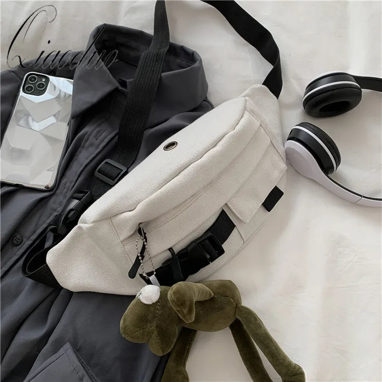 Qiaoduo Canvas Waist Bag Women Fanny Pack Shoulder Bag