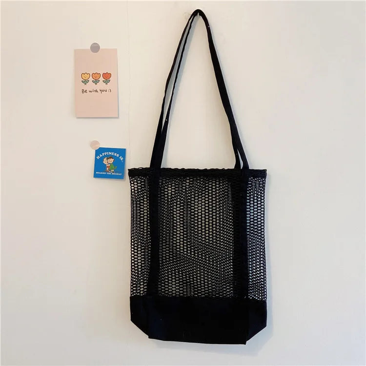 Qiaoduo Canvas Shoulder Bag Women Bag Mesh Net Handbag Crossbody Bag