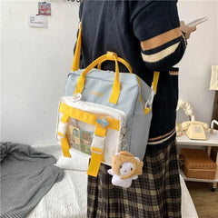 Qiaoduo Waterproof Nylon Women Backpack with Transparent Pocket