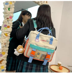 Qiaoduo Waterproof Nylon Women Backpack with Transparent Pocket