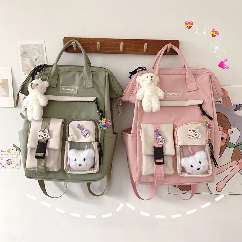 Qiaoduo Preppy Backpack Women Waterproof Candy Colors Backpacks