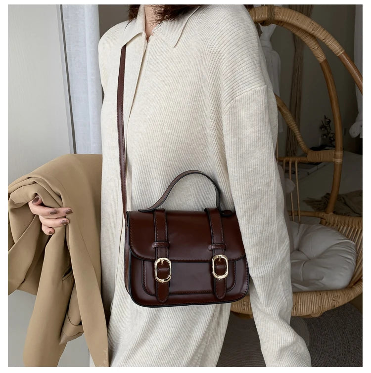 Qiaoduo Retro Winter Shoulder Bag Women Flap Lock Crossbody