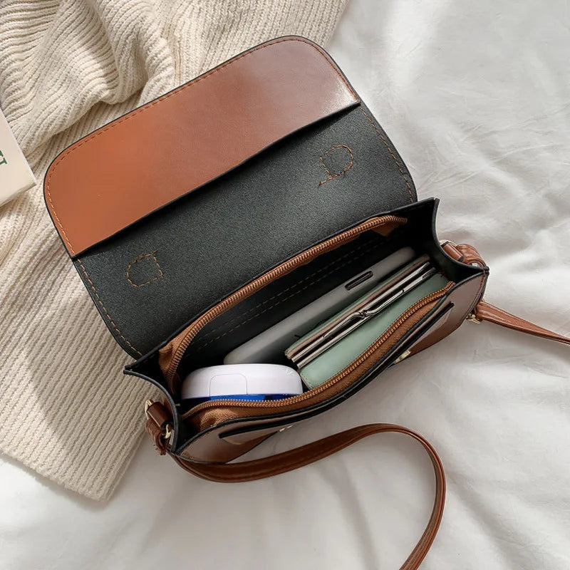 Qiaoduo Retro Winter Shoulder Bag Women Flap Lock Crossbody