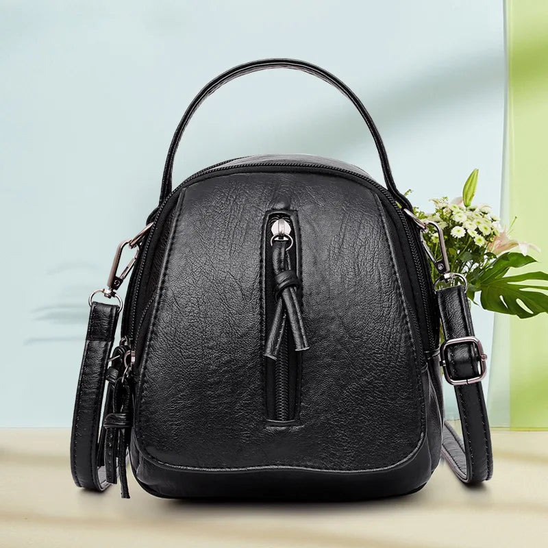 Qiaoduo Vintage PU Leather Shoulder Bag Large Capacity Crossbody Tote