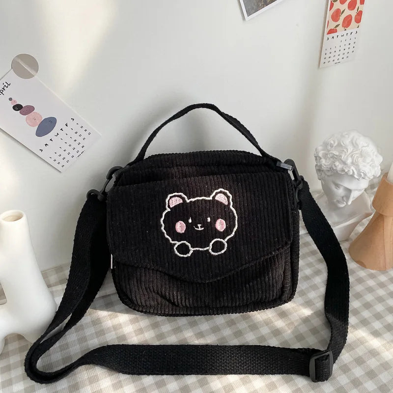 Qiaoduo Canvas Zipper Bag Preppy Style Tote Shoulder Messenger Bag
