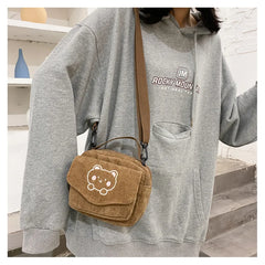Qiaoduo Canvas Zipper Bag Preppy Style Tote Shoulder Messenger Bag