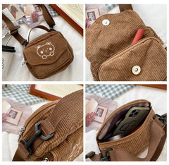 Qiaoduo Canvas Zipper Bag Preppy Style Tote Shoulder Messenger Bag