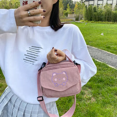 Qiaoduo Canvas Zipper Bag Preppy Style Tote Shoulder Messenger Bag