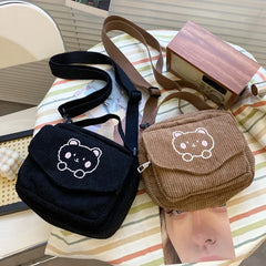 Qiaoduo Canvas Zipper Bag Preppy Style Tote Shoulder Messenger Bag