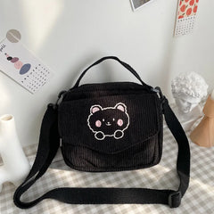 Qiaoduo Canvas Zipper Bag Preppy Style Tote Shoulder Messenger Bag