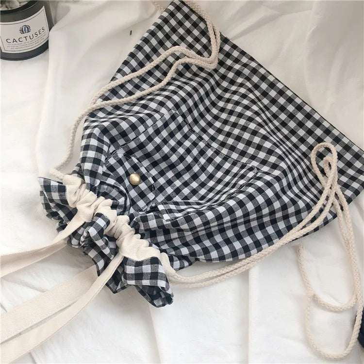 Qiaoduo Women Shoulder Bag Drawstring Crossbody Handbag Casual Girls Student Bag