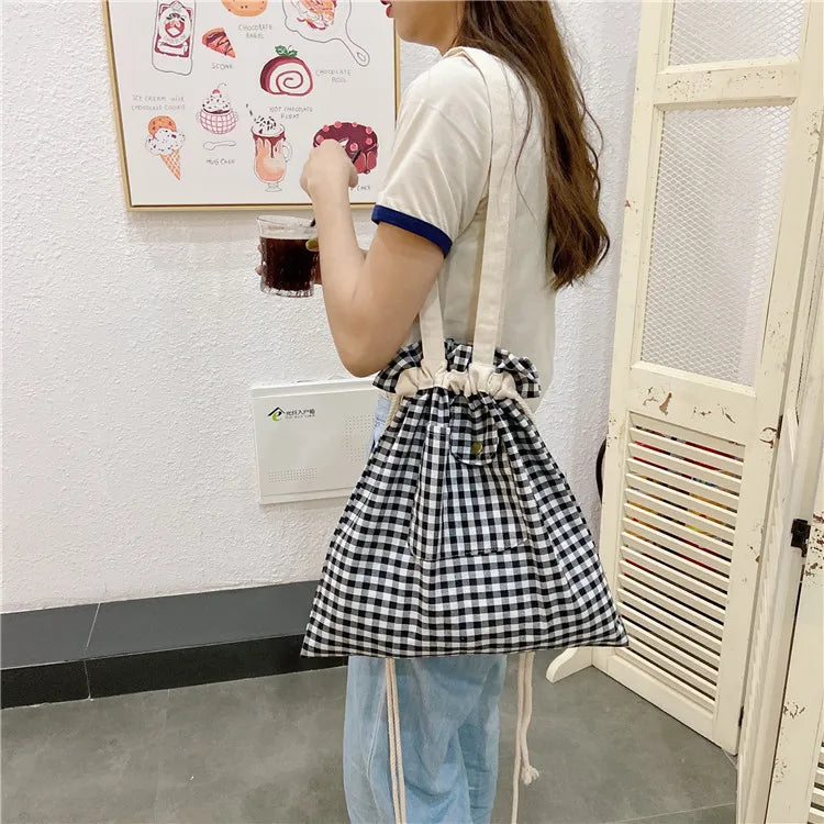 Qiaoduo Women Shoulder Bag Drawstring Crossbody Handbag Casual Girls Student Bag