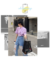 Qiaoduo Ins Wind Mesh Shoulder Bag Lightweight Shopping Beach Bag