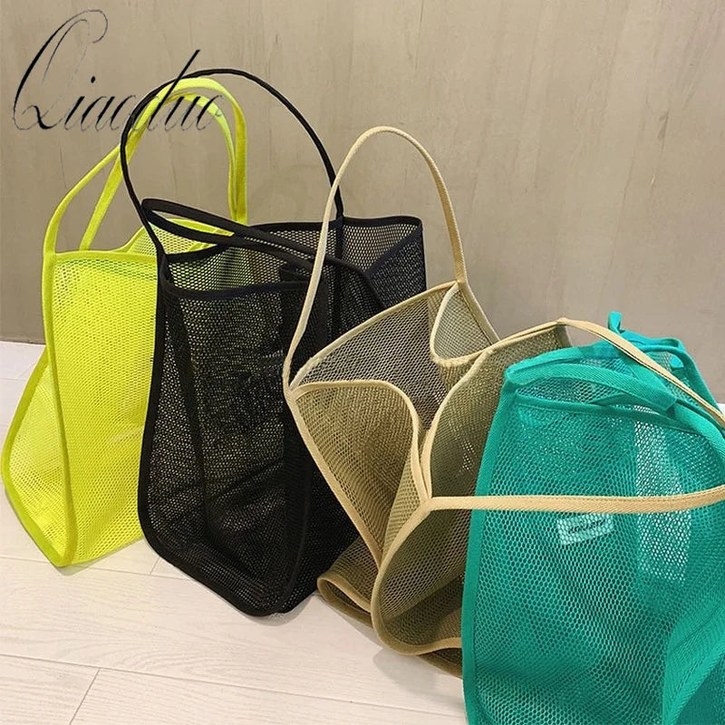 Qiaoduo Ins Wind Mesh Shoulder Bag Lightweight Shopping Beach Bag