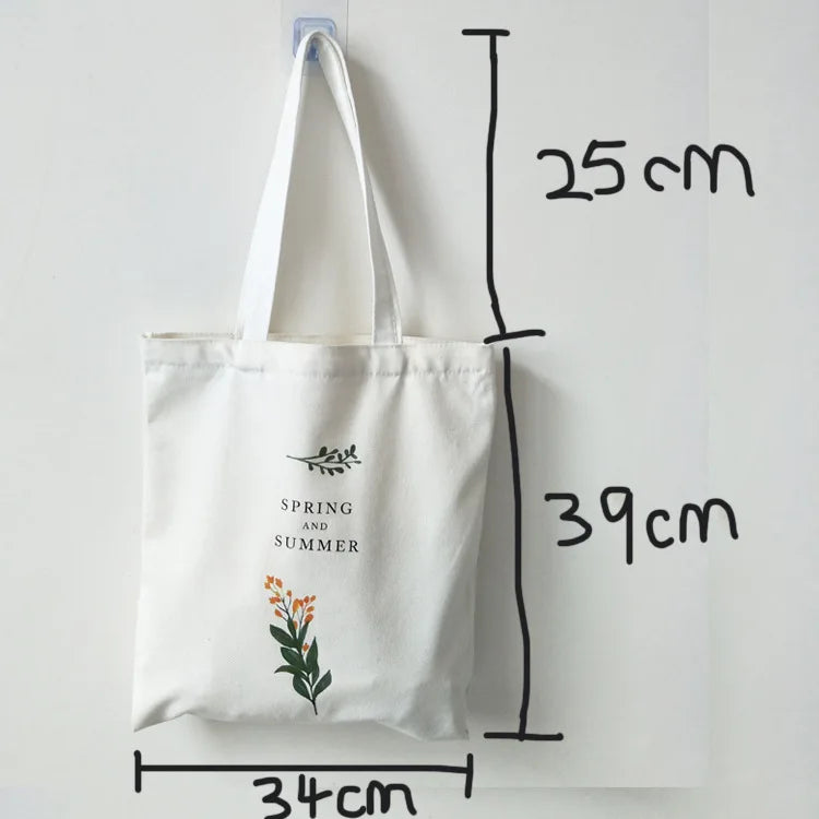 Qiaoduo Women's Canvas Shoulder Bag Flowers Printing Shopping Bag Lady Handbag