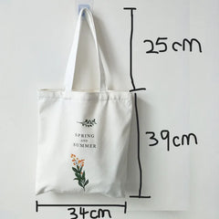 Qiaoduo Women's Canvas Shoulder Bag Flowers Printing Shopping Bag Lady Handbag