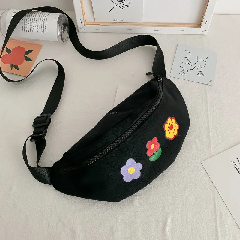 Qiuyin Bum Canvas Chest Bag Waist Bags for Women Zipper Belt Vintage Purse