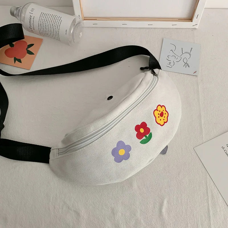 Qiuyin Bum Canvas Chest Bag Waist Bags for Women Zipper Belt Vintage Purse