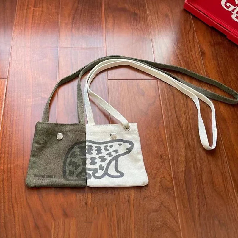 2023ss HUMAN Good Bag Men 1:1 Human Polar Bear Women Canvas One Shoulder Messeng