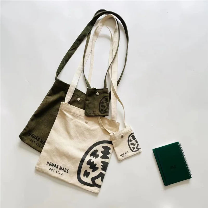 2023ss HUMAN Good Bag Men 1:1 Human Polar Bear Women Canvas One Shoulder Messeng