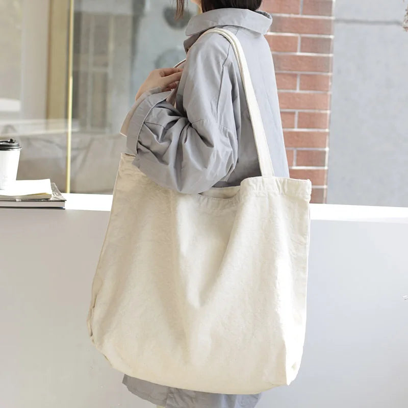 Canvas Handbag Foldable High Capacity Women's Handbags Shoulder Bags