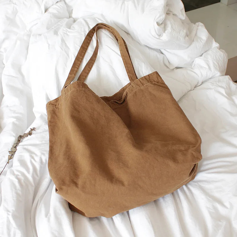 Canvas Handbag Foldable High Capacity Women's Handbags Shoulder Bags