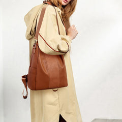 Leather Anti-thief Women Backpack Large Capacity Hair Ball School Bag