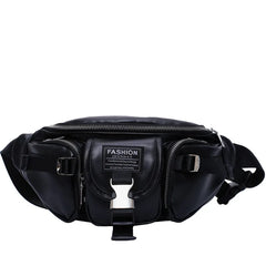 PU Leather Waist Bag Chain Fanny Pack Women Belly Band Belt Bag