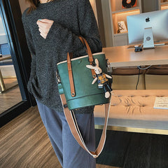 Women's PU Leather Bucket Bag Casual Crossbody Shoulder Handbag