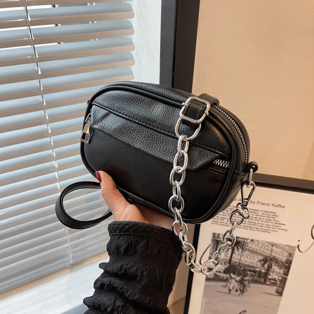 Women's Chain Crossbody Bag, Thick Flap Handbag, Fanny Pack Tote Purse