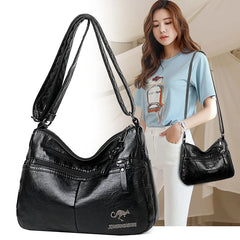 PU Leather Messenger Bag Women Large Shoulder Purse Handbag