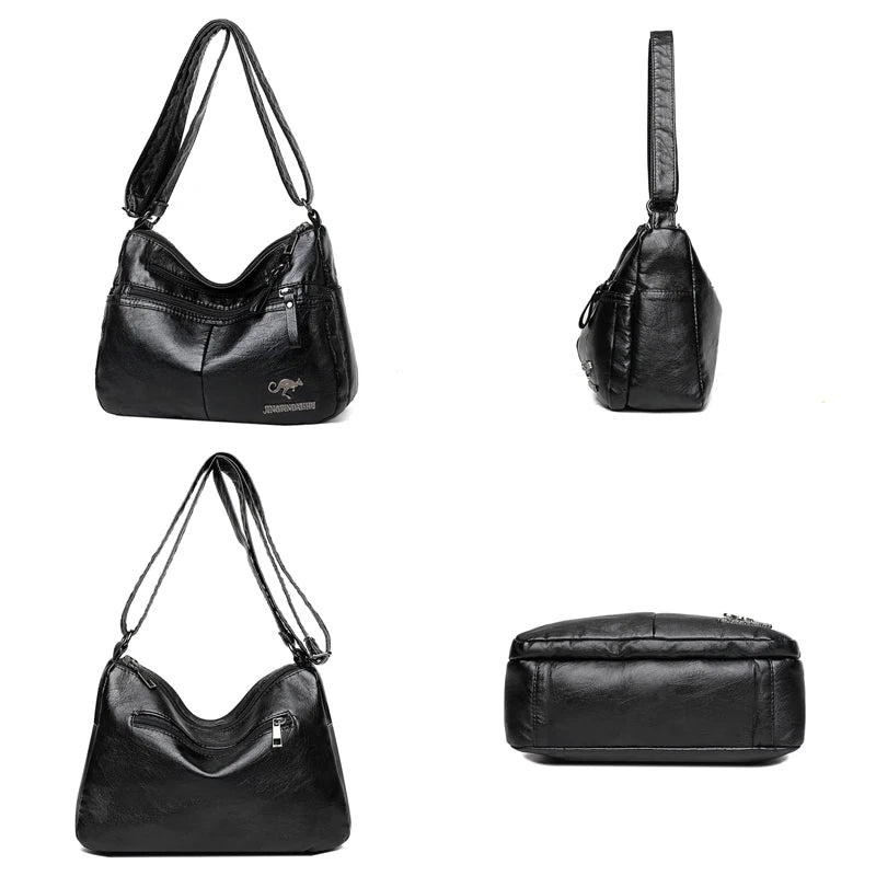 PU Leather Messenger Bag Women Large Shoulder Purse Handbag