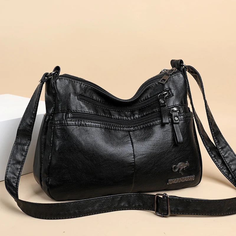 PU Leather Messenger Bag Women Large Shoulder Purse Handbag