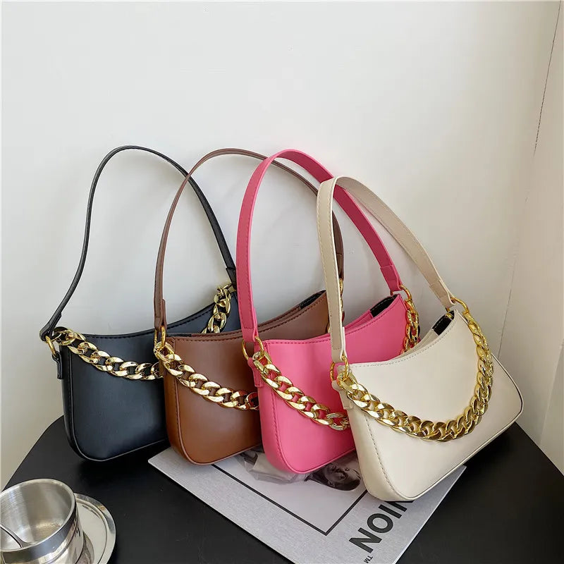 Small Shoulder Bags for Women with Chain Handbags Underarm Bag